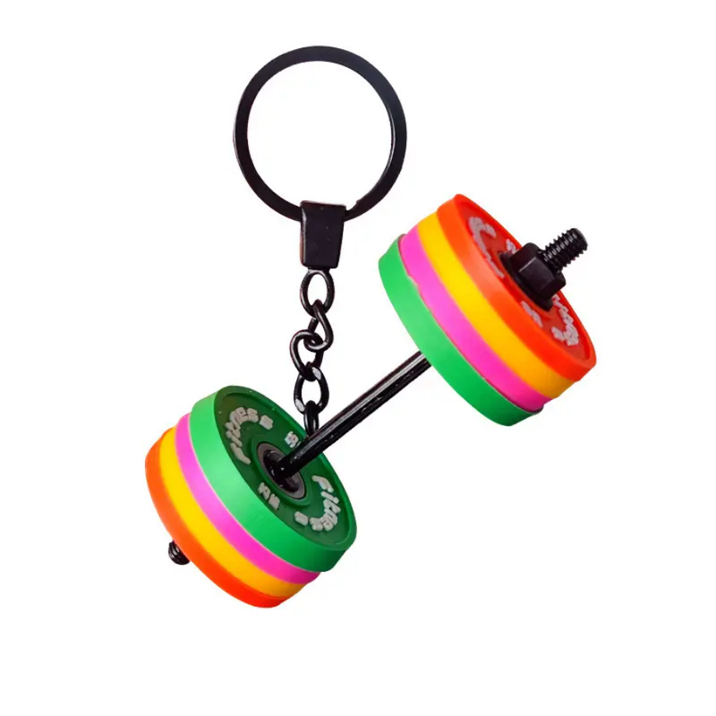 2 Pcs Set Barbell Gym Fitness Keychain