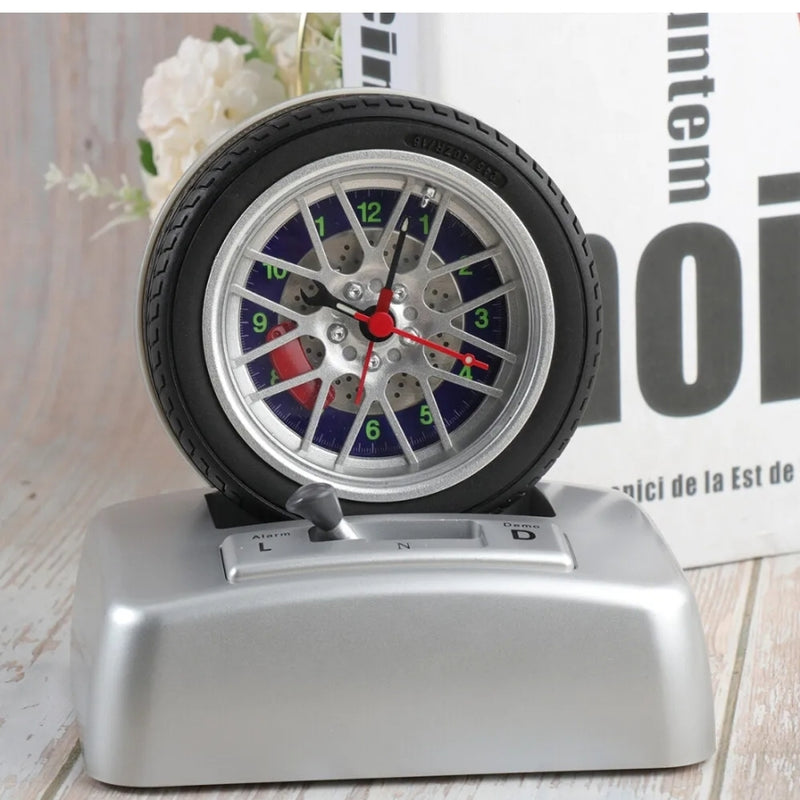 Non Ticking Tyre Shape Metal Alarm Clock