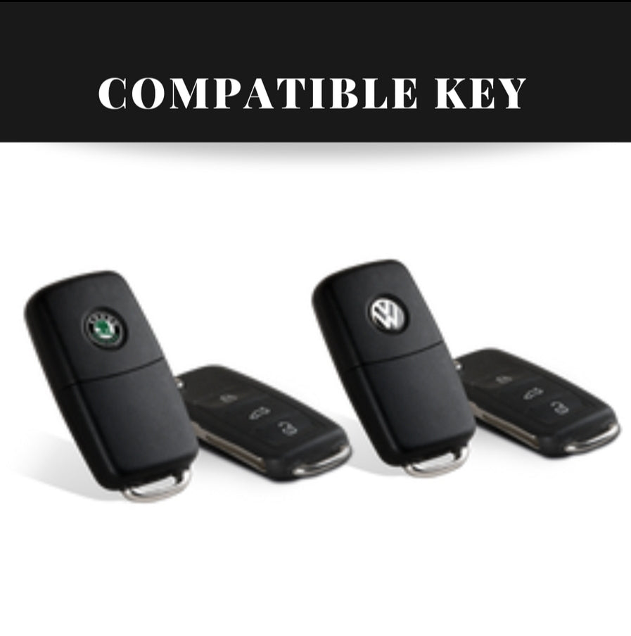 Skoda/Volkswagen Old Flip Key Armour Metal Alloy Keycase with Holder & Rope Chain