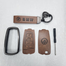 Load image into Gallery viewer, BMW Old Key Metal Alloy Leather Keycase with Holder &amp; Rope Chain
