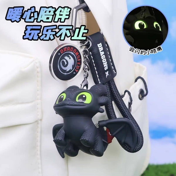 Night Furry Toothless Dragon Keychain