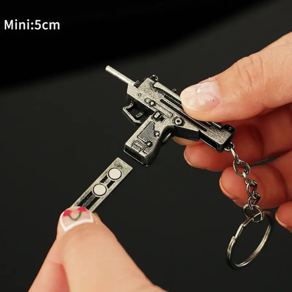 LT Mini Uzi Gun Keychain Metal Zinc Alloy 3D Keychain