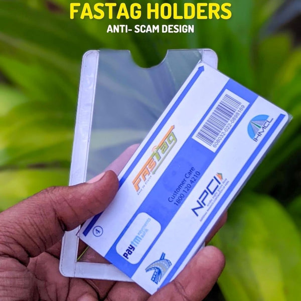 4 Pcs Set, Car Windshield Sliding Fastag Holder Transparent With Double Tape High Quality