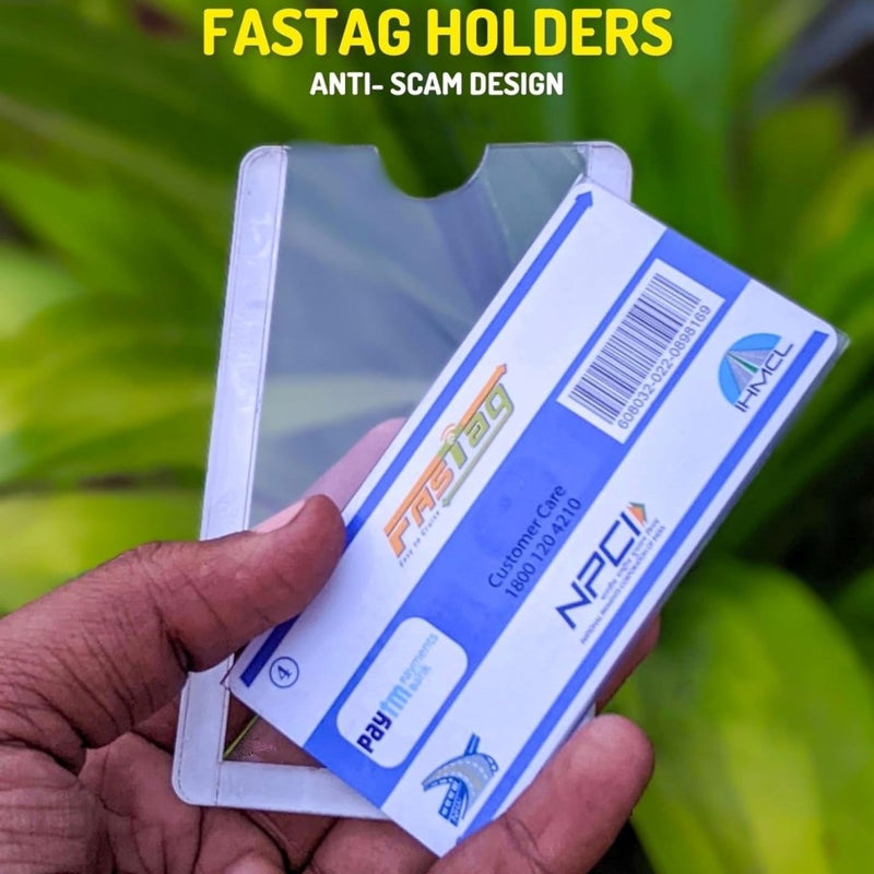 4 Pcs Set, Car Windshield Sliding Fastag Holder Transparent With Double Tape High Quality