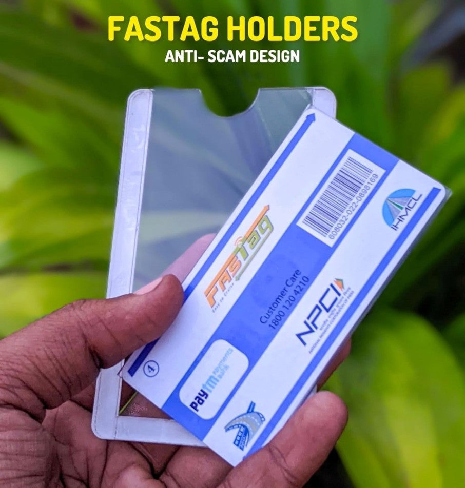 4 Pcs Set, Car Windshield Sliding Fastag Holder Transparent With Double Tape High Quality