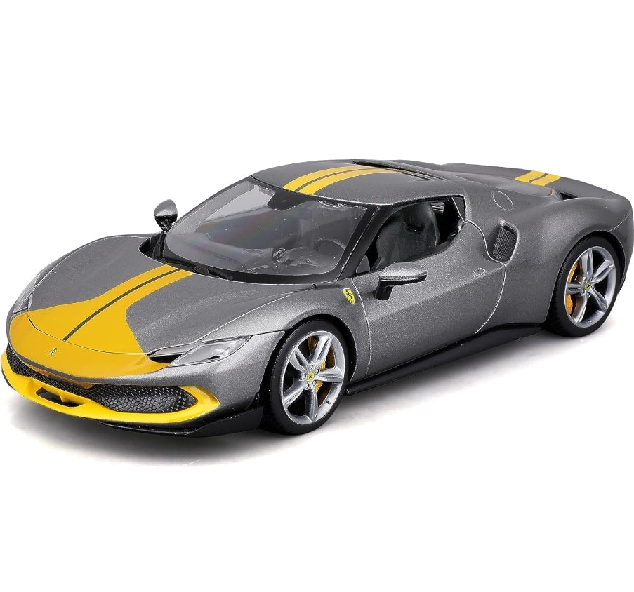 Ferrari 296 GTB Assetto Fiorano Grey 1:18 Licensed Bburago Diecast Scale Model