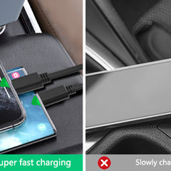 5in1 Fast USB C Car Charger 120W with Dual Retractable Cable Dual USB Ports, Voltage Display Car Charger