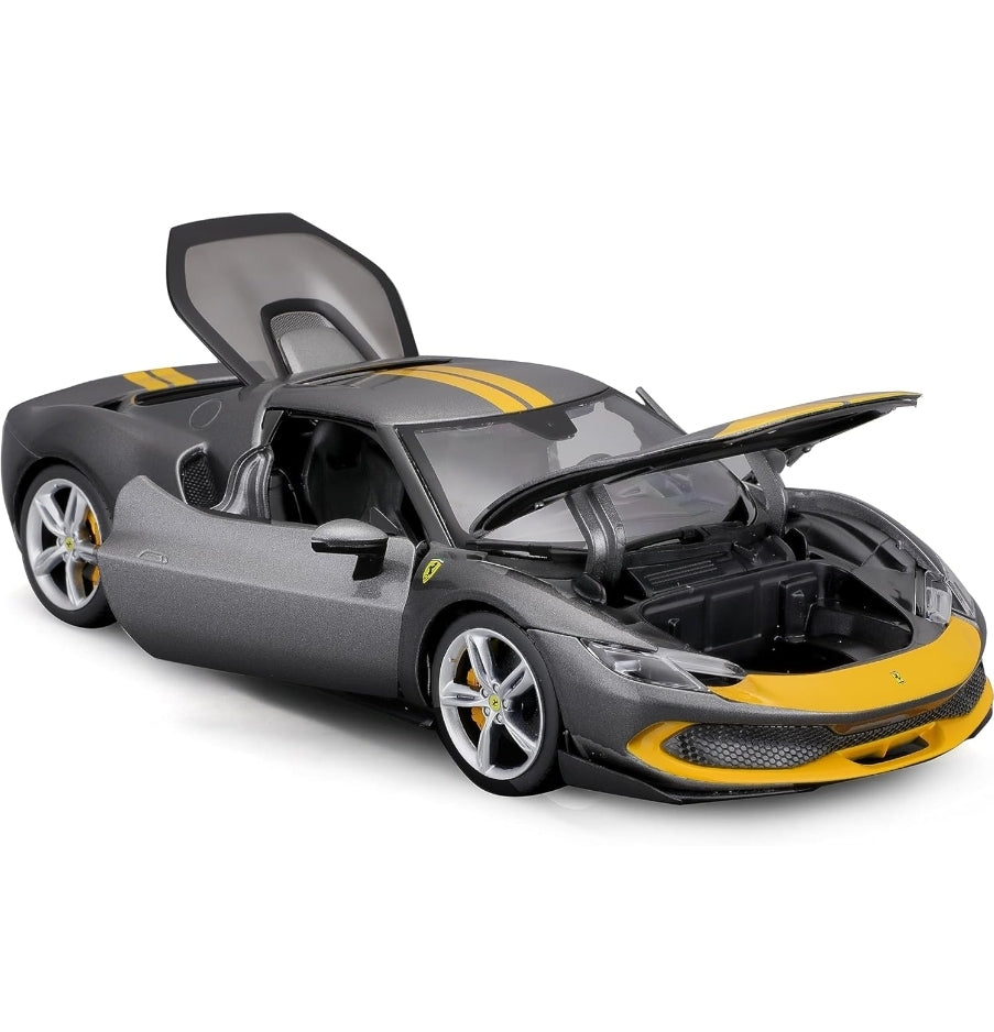 Ferrari 296 GTB Assetto Fiorano Grey 1:18 Licensed Bburago Diecast Scale Model