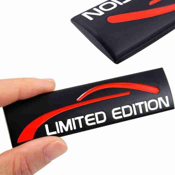 3D Limited Edition v4.0 Metal Sticker Decal Black (9x2.3 cm)