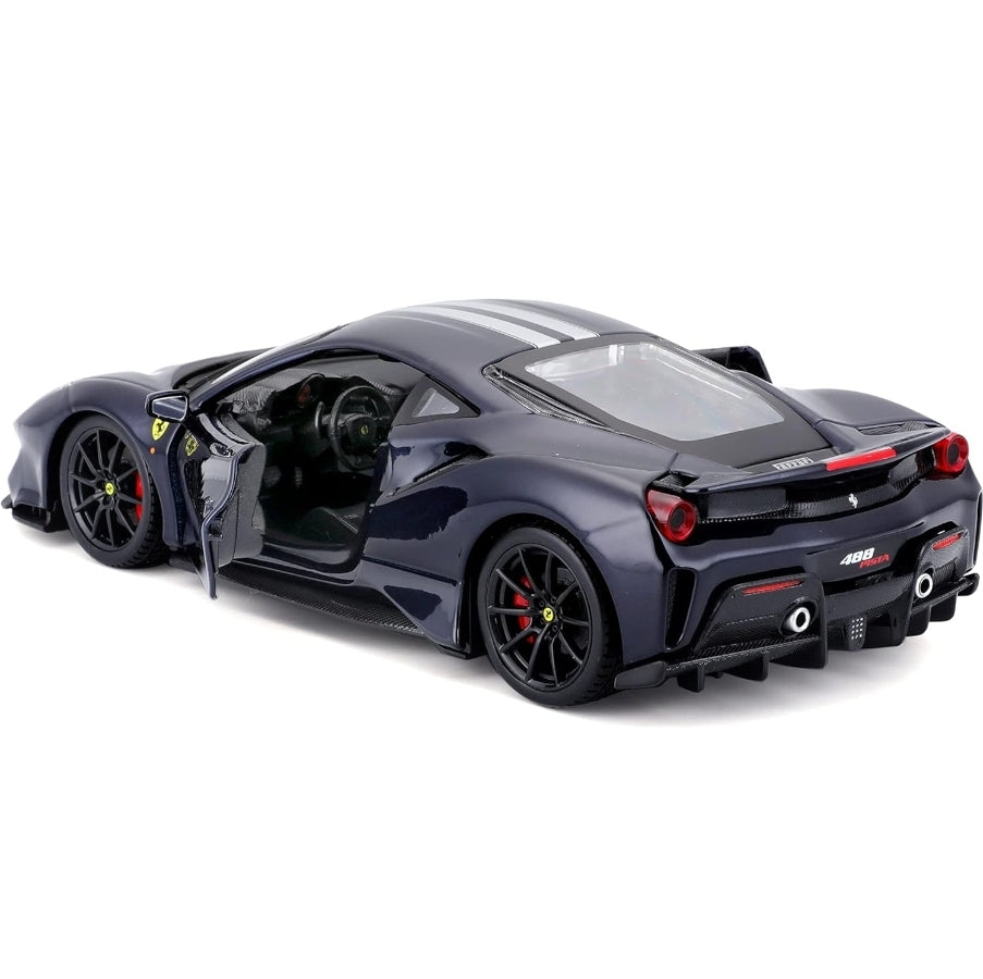 Ferrari 488 Pista Dark Blue Licensed Bburago 1:24 Diecast Scale Model