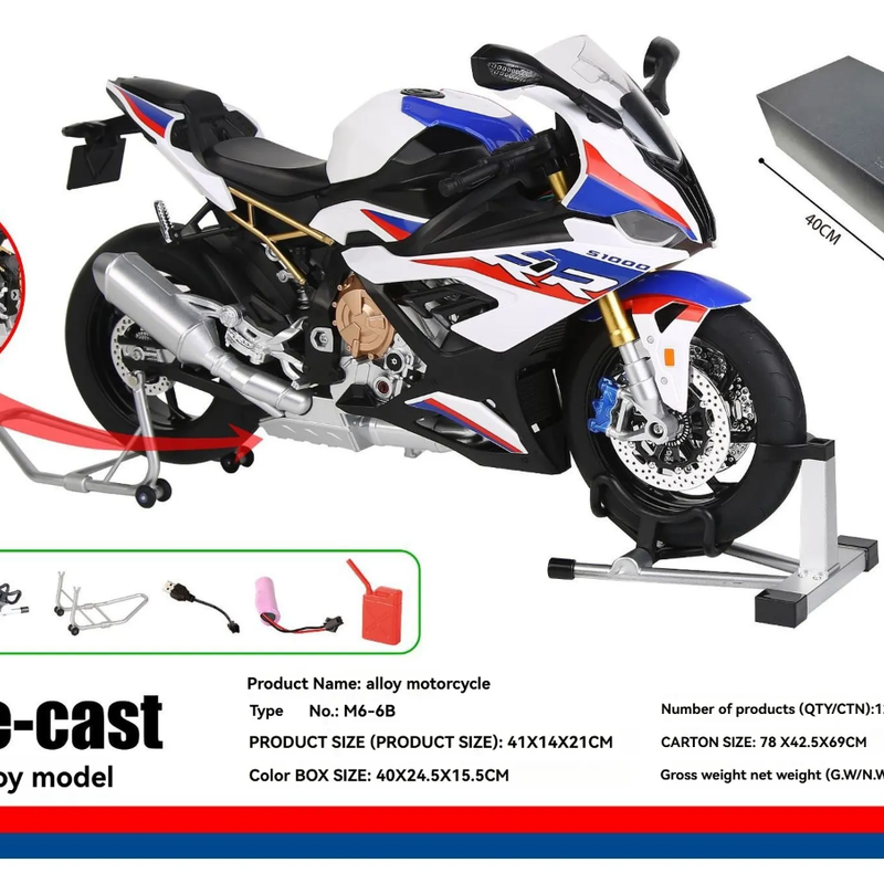 BMW S1000RR 1:6 Key Smoke Diecast Alloy Model Bike