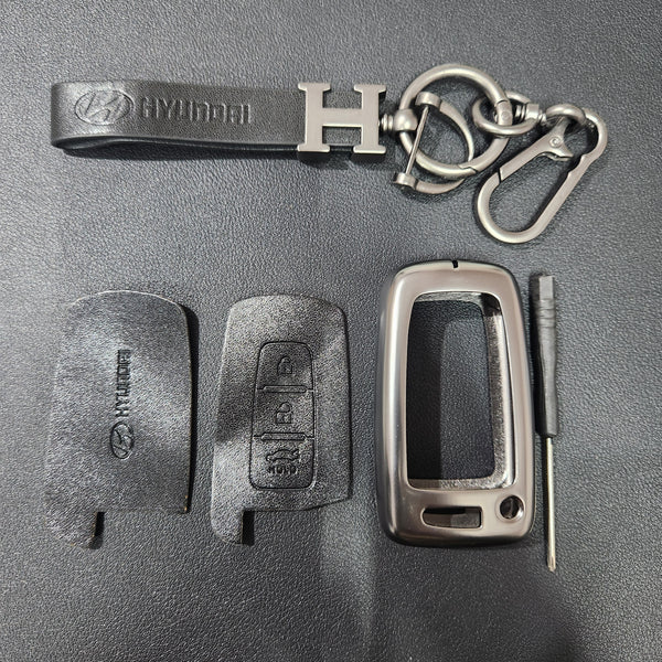 Hyundai Elantra Old Key Luxury Metal Alloy Leather Keycase with Holder & Rope Chain