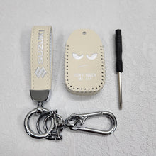 Load image into Gallery viewer, Suzuki Swift/Baleno/Ignis/Scross 2 Button Key Luxury Pure Handmade Oilwax Leather Keycase with Logo, Caption, Hook, and Chain