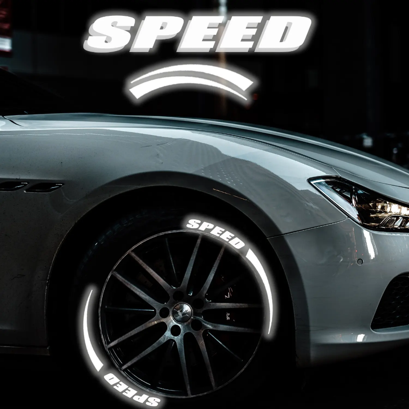 White Tyre Sticker with Night Glow Kit With Strips