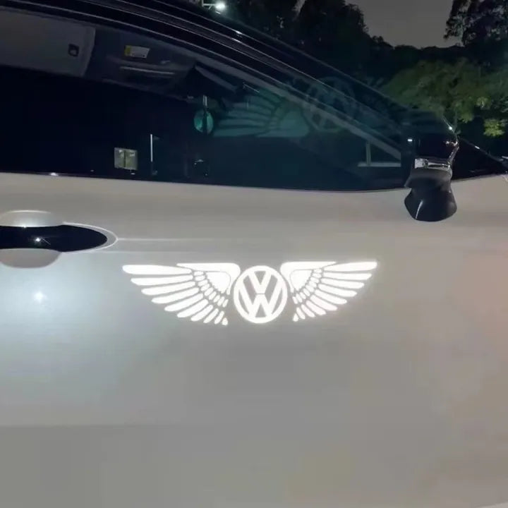 Wings Logo White Reflective Car Sticker (Buy 1 Get 1 Free)