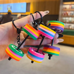 2 Pcs Set Barbell Gym Fitness Keychain