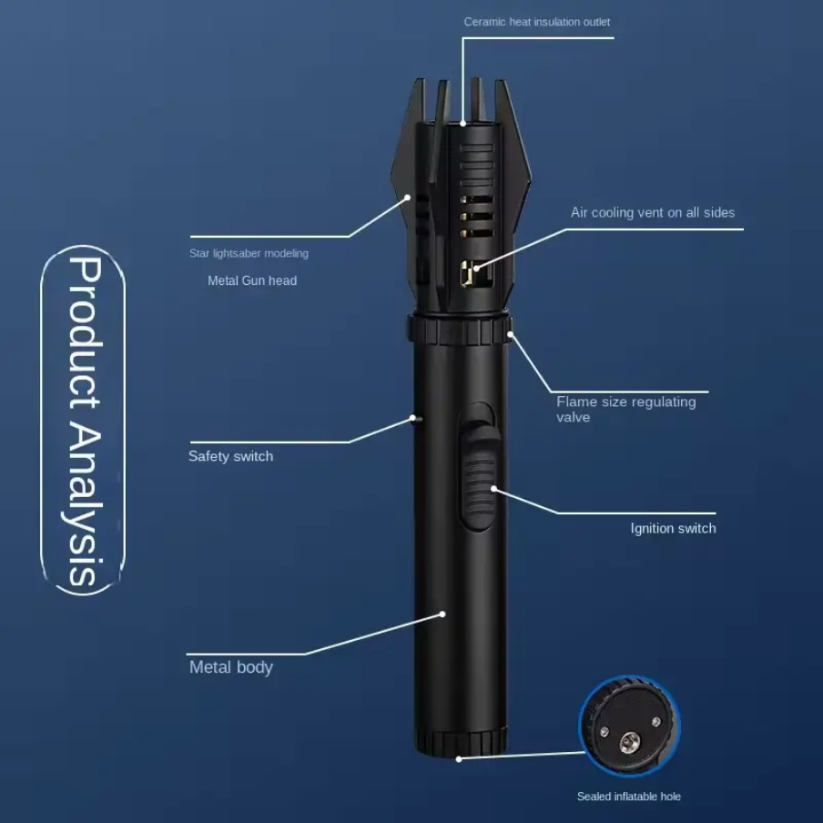 Jet Lighter, Direct Impact Lighter Inflatable with Flame Locking Function, Refillable Jet Flame Windproof Torch Lighter for BBQ, Stove, Candle, Kitchen Cooker, Camping