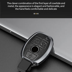 Mercedes Old Key Exclusive Aluminium Alloy Leather Keycase with Holder & Rope Chain