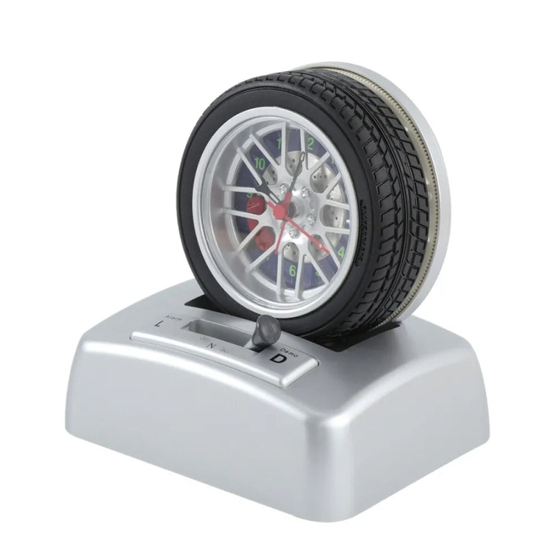 Non Ticking Tyre Shape Metal Alarm Clock