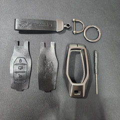 Mahindra XUV500 Key Luxury Metal Alloy Leather Keycase with Holder & Rope Chain