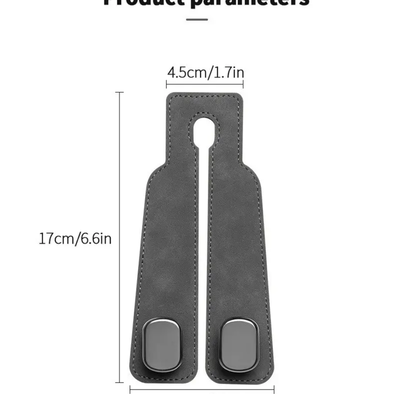 2 Pcs Set Suede Metal Car Headrest Double Hook Set