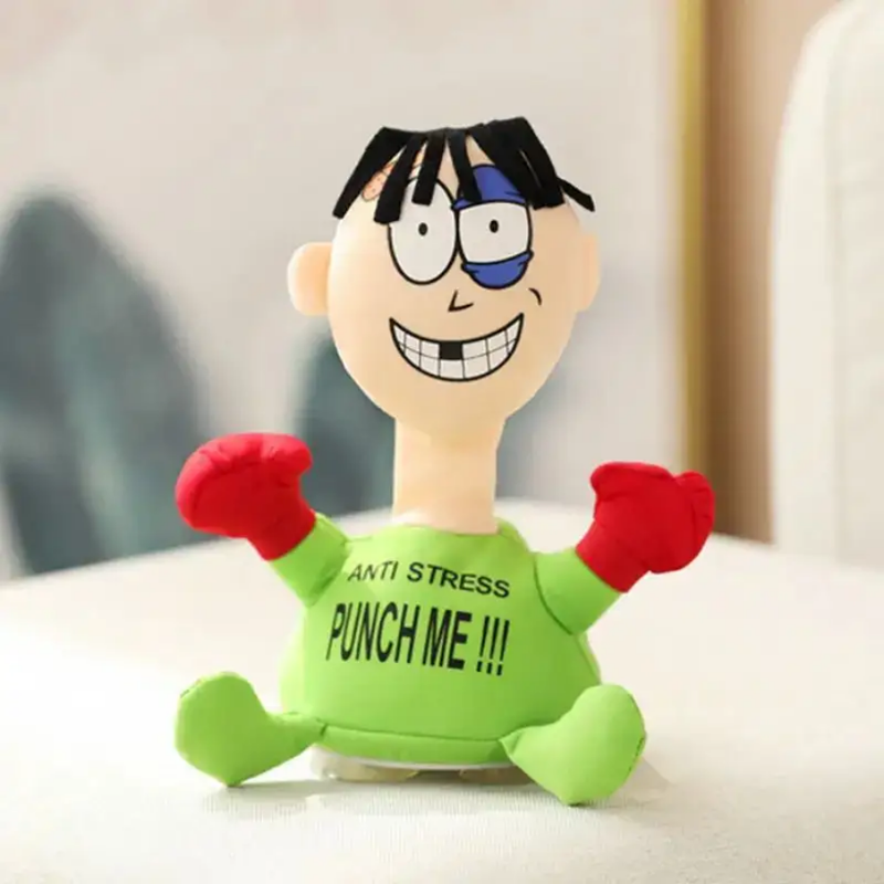 Funny Stress Relief Toys Punch Me Plush Figure Toys Anti-Stress Electric Creative Strike Screaming Doll