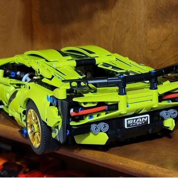 Lamborghini Sian Green Technical Version Building Blocks Car 1299 Pcs, 1:14 Scale