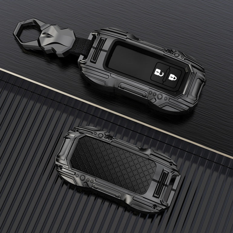 Suzuki 2 Button Key (Baleno, Brezza, S Cross, Swift, Ignis) Premium Batman Metal Alloy Keycase with Holder & Rope Chain