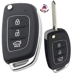 Hyundai i20/Creta Flip Key Luxury Pure Handmade Oilwax Leather Keycase with Logo, Caption, Hook, and Chain