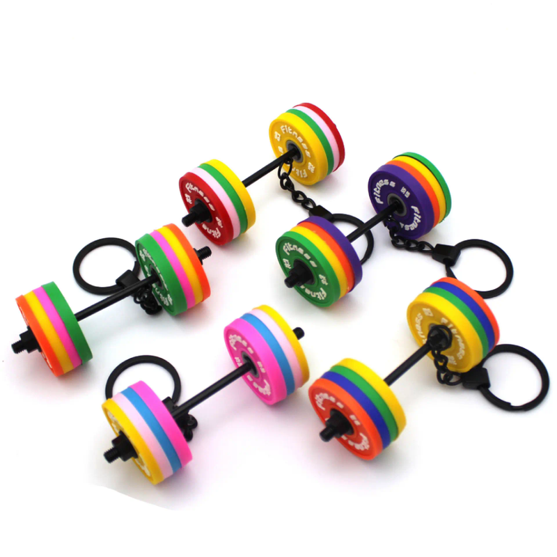 2 Pcs Set Barbell Gym Fitness Keychain