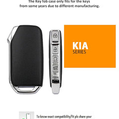 Kia Facelift New 4 Button Key Luxury Pure Handmade Oilwax Leather Keycase with Logo, Caption, Hook, and Chain