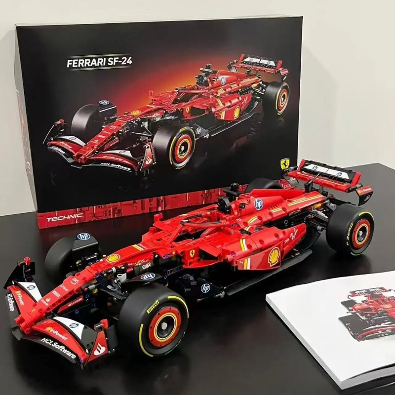 Ferrari SF 24 F1 Technique Version 1362Pcs, 1:8 Scale Building Blocks Car