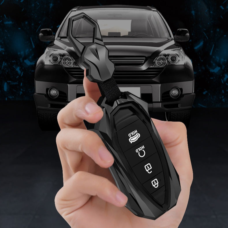Hyundai Verna/i20 4 Button Keyless Push Button Key Premium Batman Metal Alloy Keycase with Holder & Rope Chain