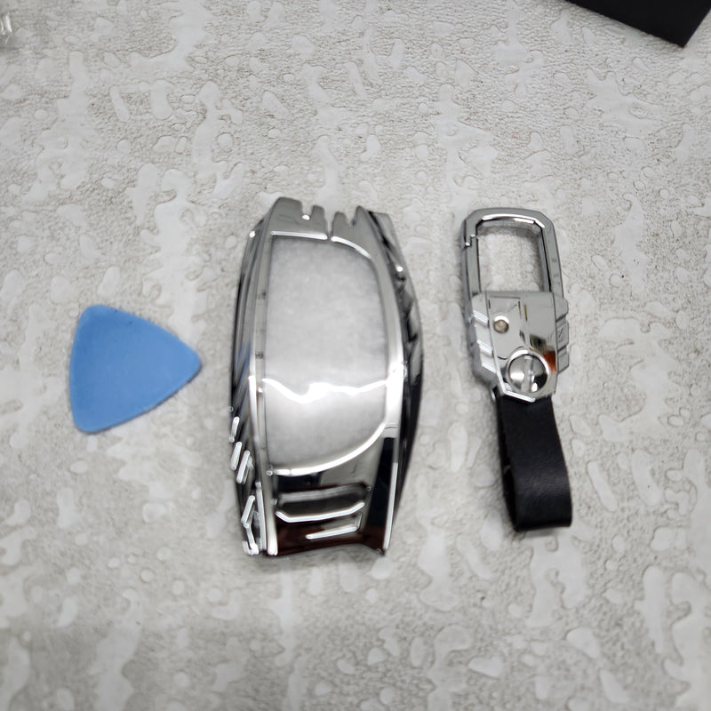 Hyundai Creta/Alcazar/i20/Aura 3,4 Button Key Armour Metal Alloy Keycase with Holder & Rope Chain