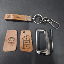 Load image into Gallery viewer, Innova/Fortuner Flip Key Metal Alloy Leather Keycase with Holder &amp; Rope Chain