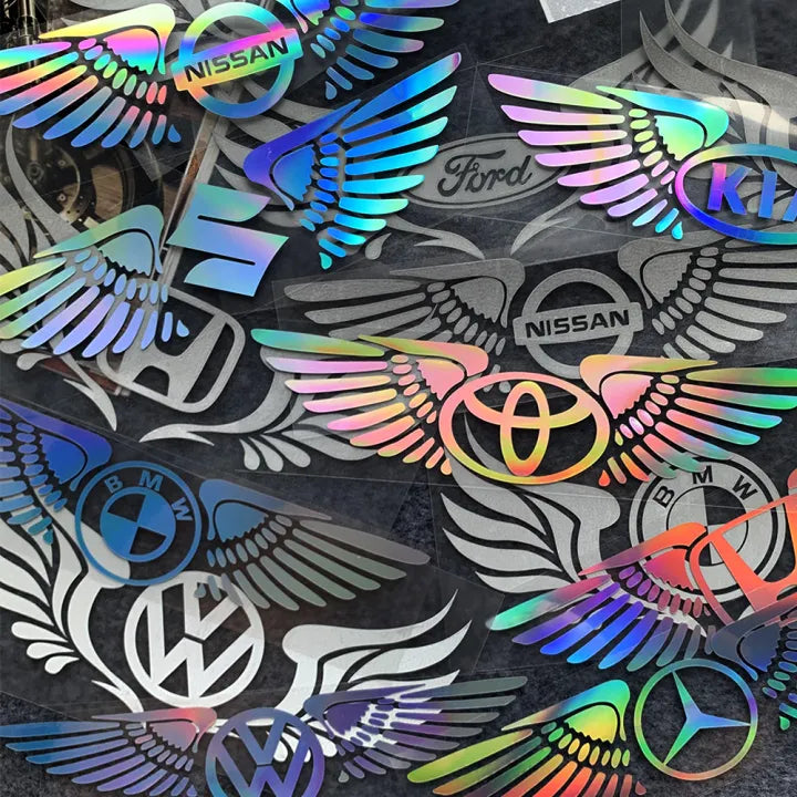 Wings Logo Laser Reflective Car Sticker (Buy 1 Get 1 Free)
