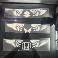 Wings Logo White Reflective Car Sticker (Buy 1 Get 1 Free)