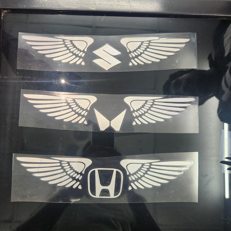 Wings Logo White Reflective Car Sticker (Buy 1 Get 1 Free)