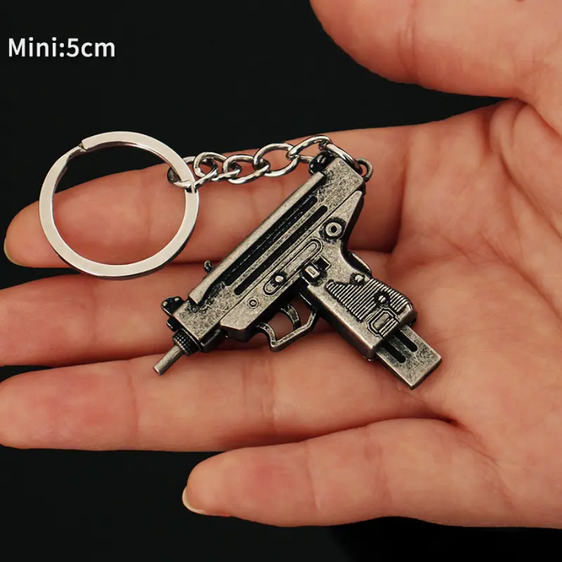 Large Gun Keychain LT Mini Uzi Gun Keychain Metal Zinc Alloy 3D Keychain – Kaarr