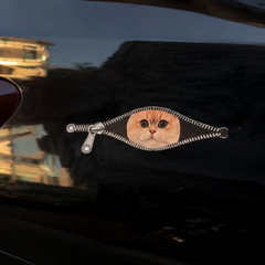 3D Car Zipper Cat Sticker 2 Pcs Set