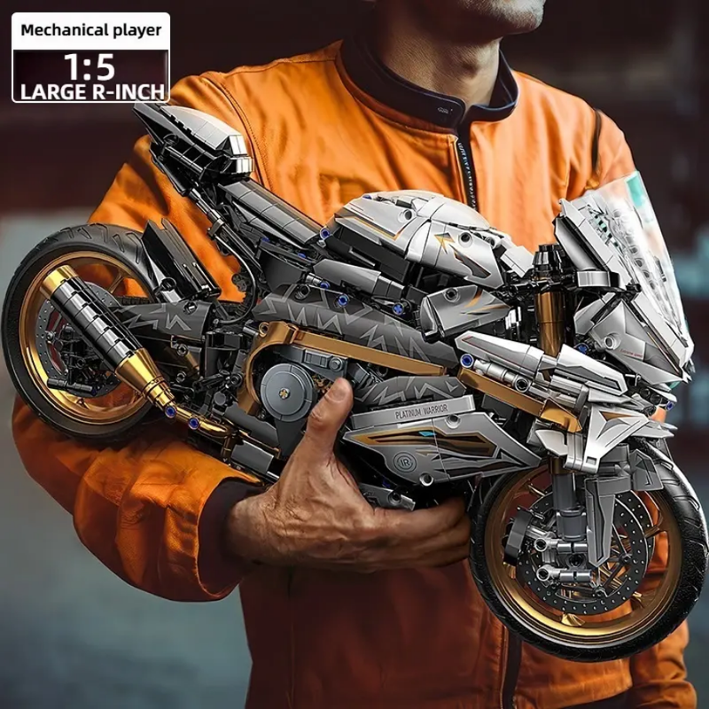 Platinum Motorcycle Technique Version 1920Pcs, 1:5 Scale Building Blocks Bike