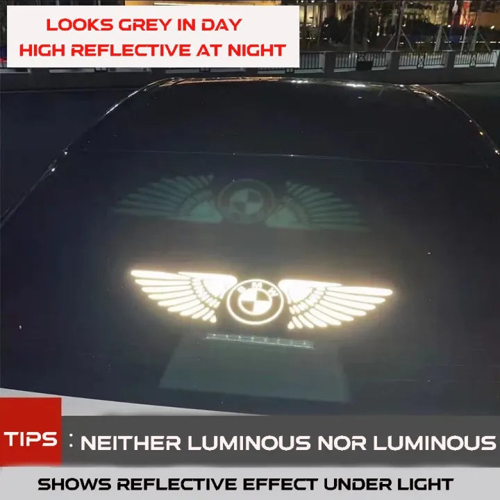 Wings Logo White Reflective Car Sticker (Buy 1 Get 1 Free)