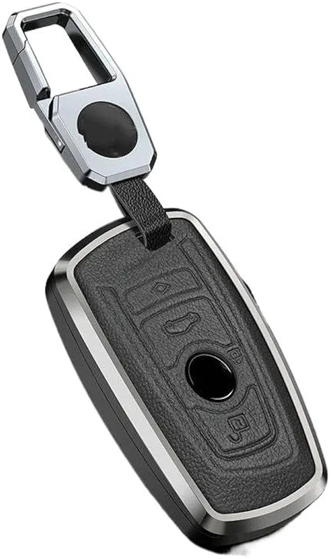 BMW Old Key Exclusive Aluminium Alloy Leather Keycase with Holder & Rope Chain