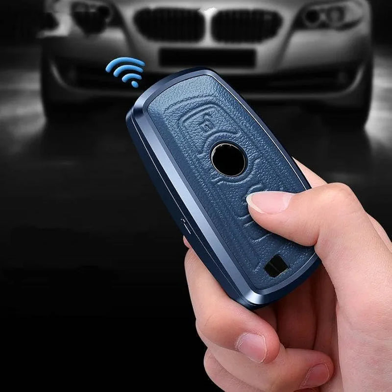 BMW Old Key Exclusive Aluminium Alloy Leather Keycase with Holder & Rope Chain