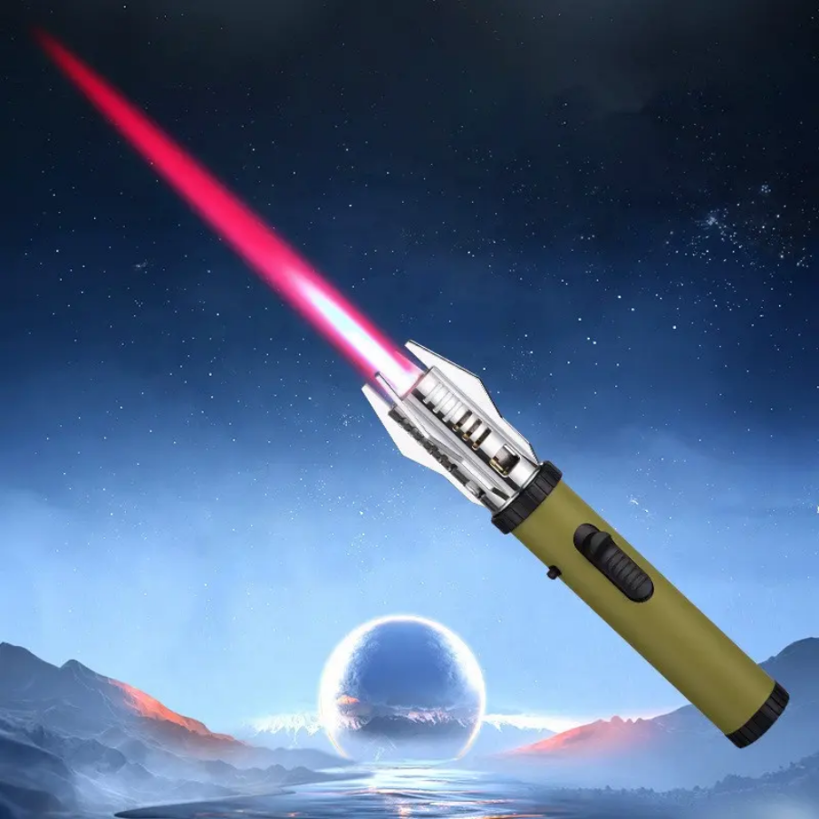 Jet Lighter, Direct Impact Lighter Inflatable with Flame Locking Function, Refillable Jet Flame Windproof Torch Lighter for BBQ, Stove, Candle, Kitchen Cooker, Camping