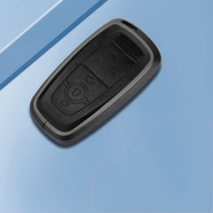 Ford New Keyless (3 Button Key) Exclusive Aluminium Alloy Leather 2.0 Keycase with Holder & Rope Chain
