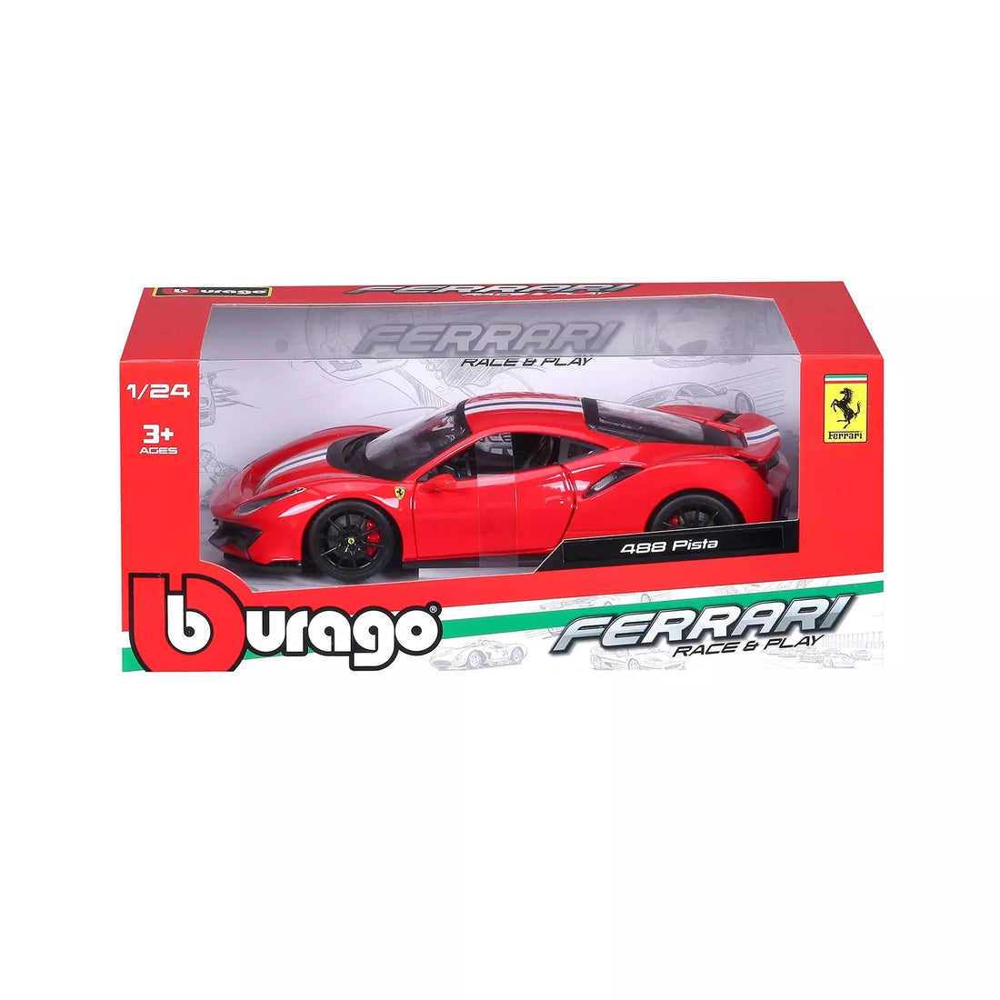 Ferrari 488 Pista Red Licensed Bburago 1:24 Diecast Scale Model
