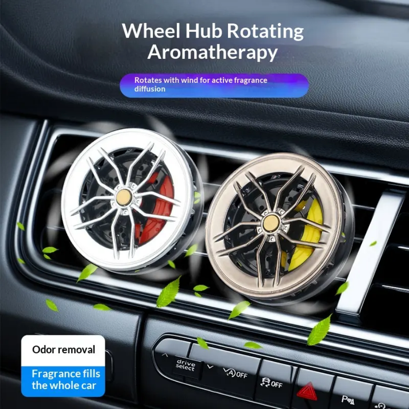 Alloy Wheel Car Air Freshener 2 Pcs Set - Automotive Fragrance Diffuser - Vent Clip with a Scent for a Vehicle