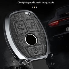 Mercedes Old Key Exclusive Aluminium Alloy Leather Keycase with Holder & Rope Chain