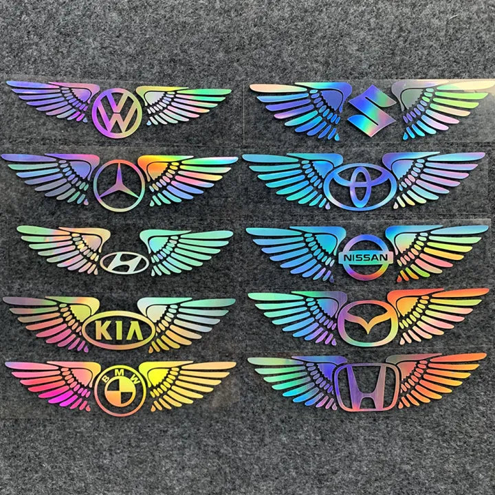 Wings Logo Laser Reflective Car Sticker (Buy 1 Get 1 Free)